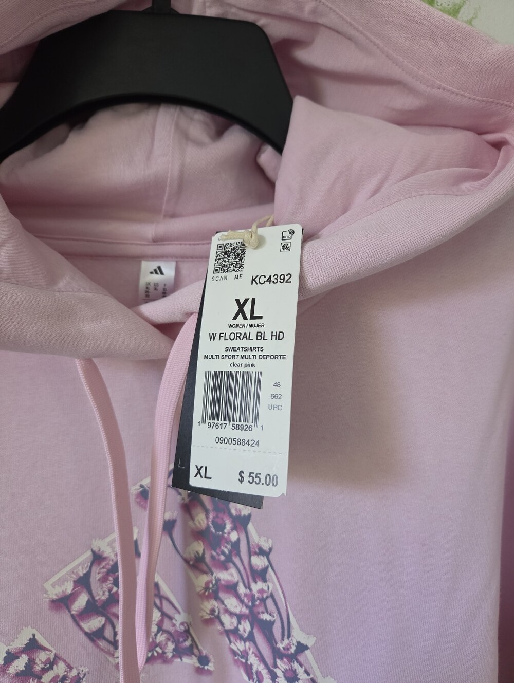 Adidas Pink Hoodie with Floral Trefoil Logo. - Picture 4 of 8